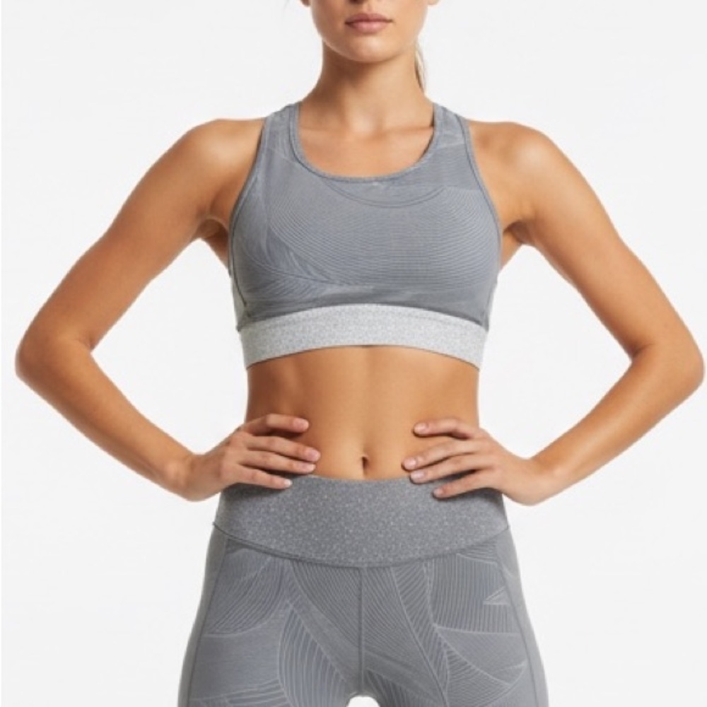 Carbon 38 Pheel Grey Wave Sparkle Glittery Bling Impact Sports Bra USA Sz S New